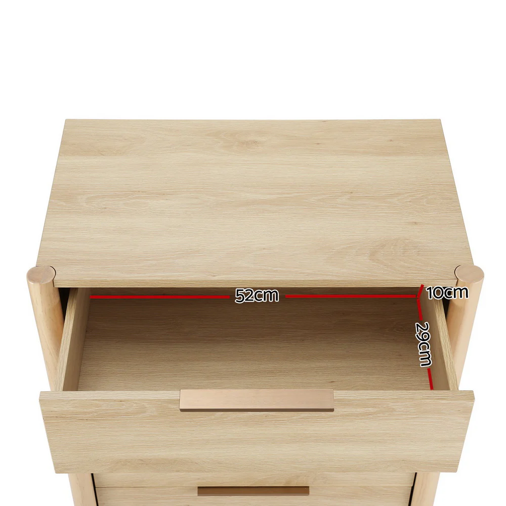 Artiss 4 Chest of Drawers Tallboy - INEZ Pine - Image 3