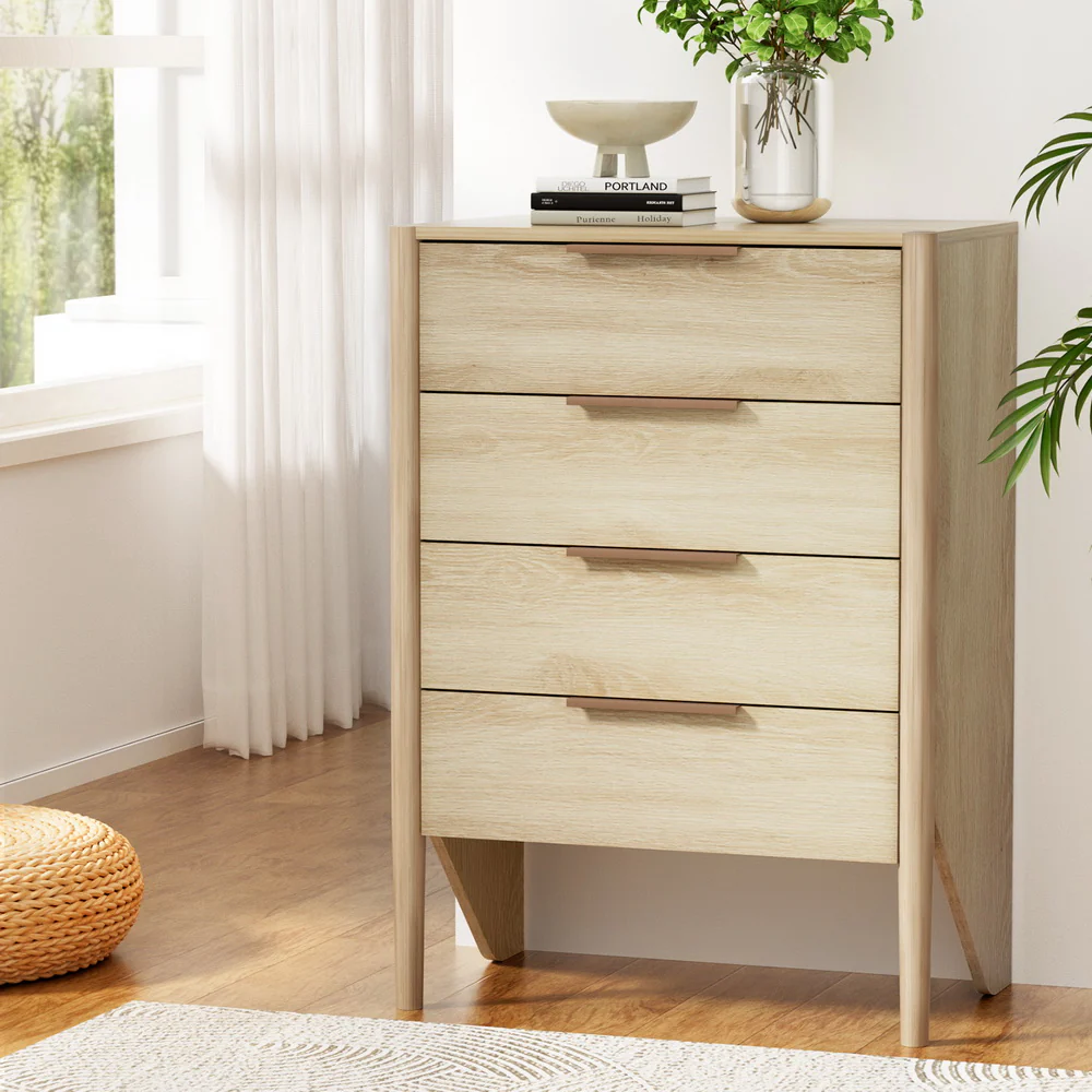 Artiss 4 Chest of Drawers Tallboy - INEZ Pine - Image 5