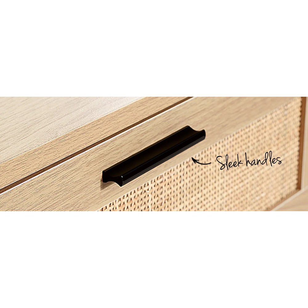 Artiss 4 Chest of Drawers Rattan Tallboy Pine - BRIONY - Image 8