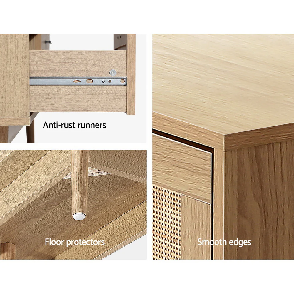 Artiss 4 Chest of Drawers Rattan Tallboy Pine - BRIONY - Image 9