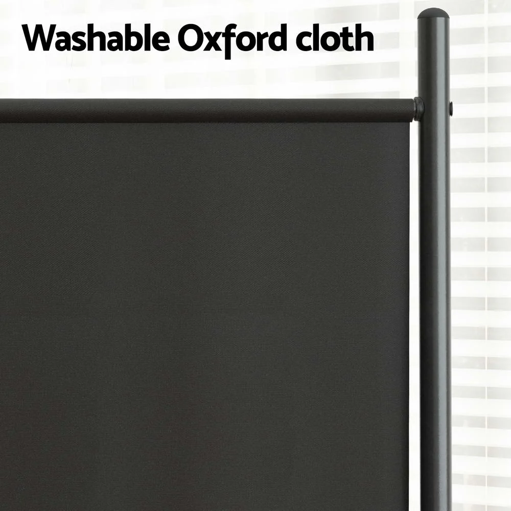 Artiss 4 Panel Room Divider Screen 217cm Wheel Fabric Black - Image 6