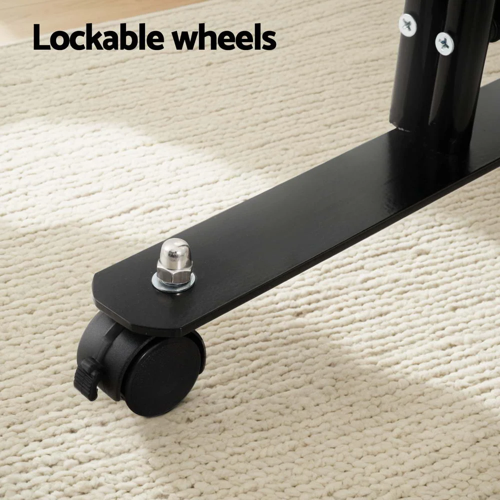 Artiss 4 Panel Room Divider Screen 217cm Wheel Fabric Black - Image 7