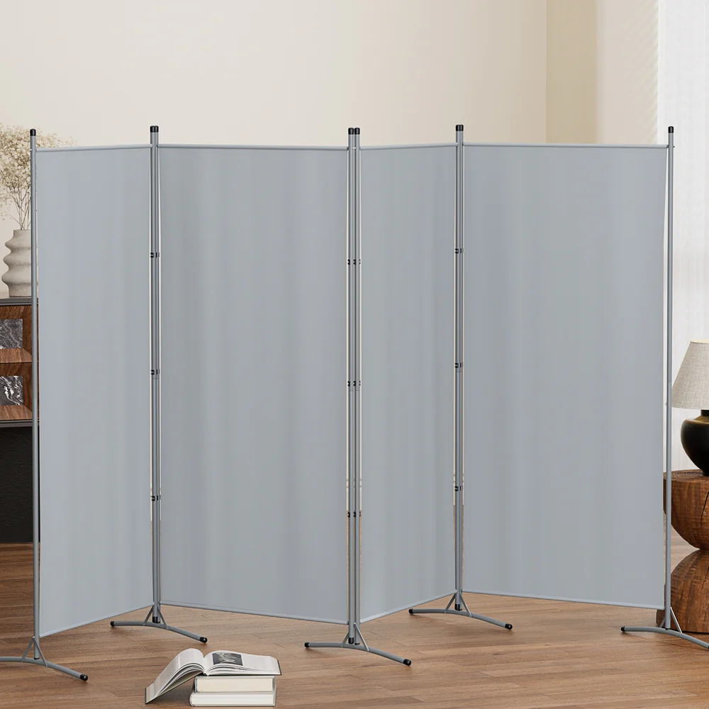 Artiss 4 Panel Room Divider Screen 345x180cm Fabric Grey - Image 8