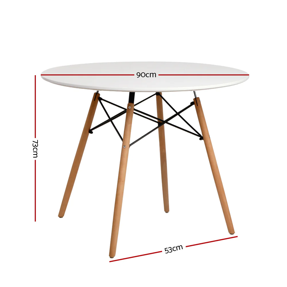 Artiss Dining Table Round White 4 Seater 90CM - Image 7