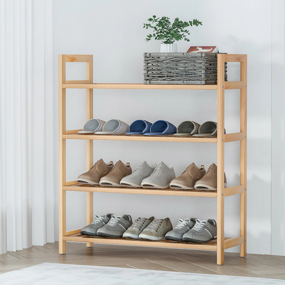Artiss 4-tier Shoe Rack 12 Pairs Shoe Storage Weaved Shelves - Image 6