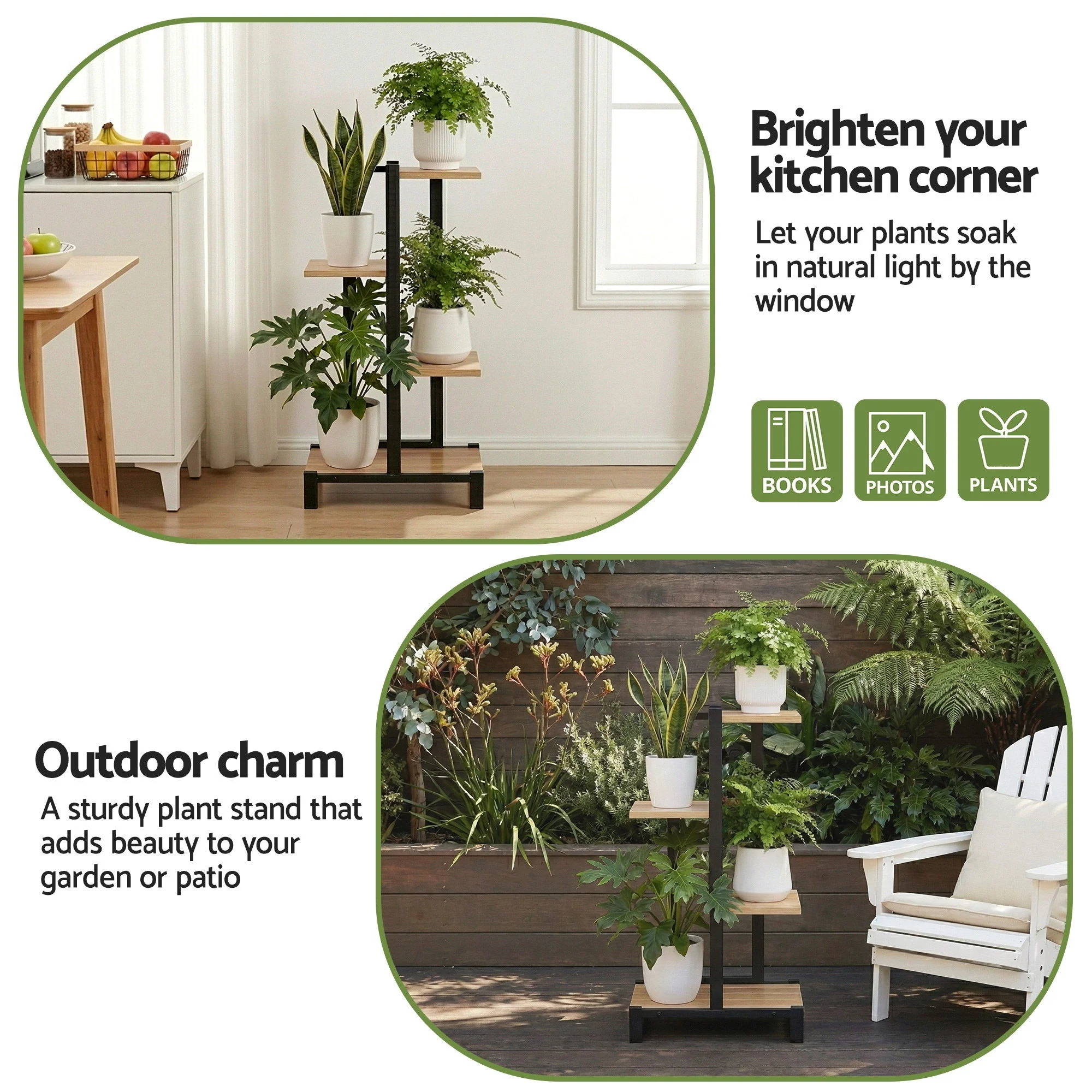 Artiss 4 Tiers Plant Stand Metal Flower Pots Shelf Indoor Outdoor Garden Home - Image 6