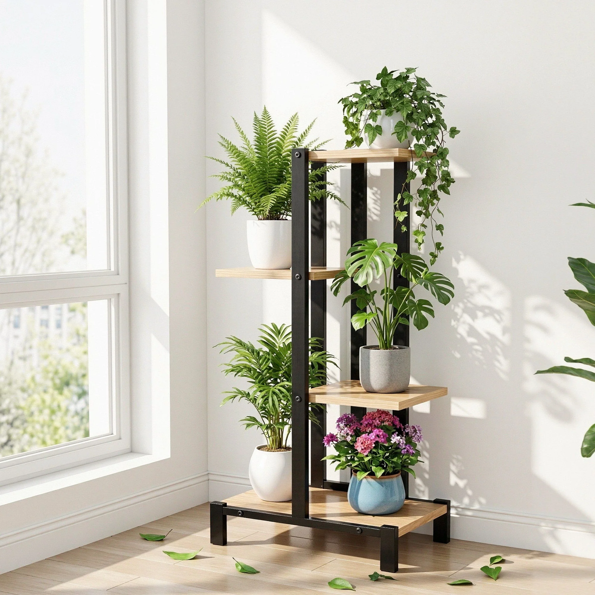 Artiss 4 Tiers Plant Stand Metal Flower Pots Shelf Indoor Outdoor Garden Home - Image 7