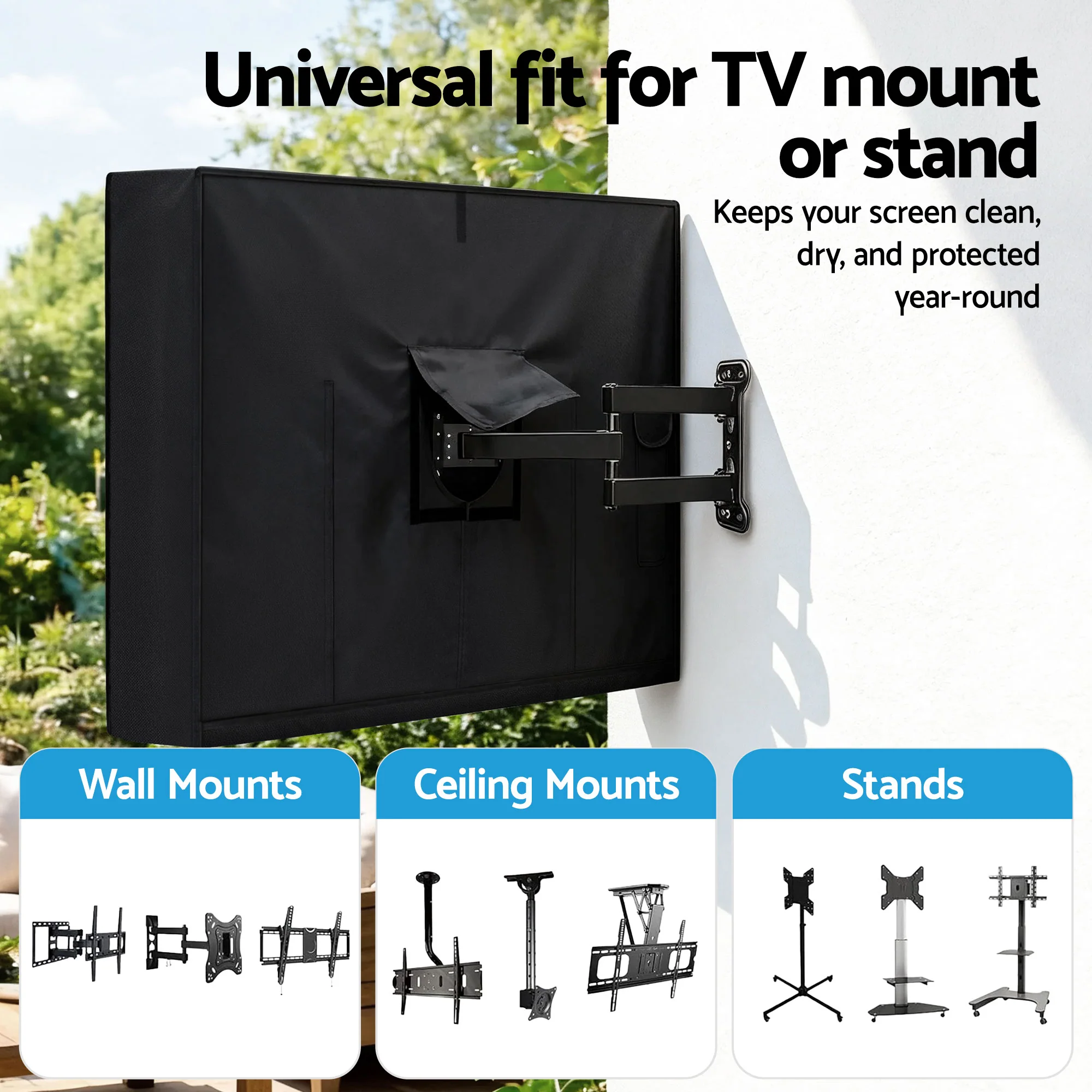 Artiss 40-43 Inch TV Cover Waterproof Outdoor Patio Flat Television Protector - Image 4