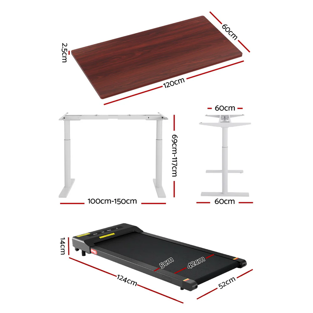 Artiss 400mm Treadmill Electric Walking Pad with 120cm Automatic Standing Desk - Image 2