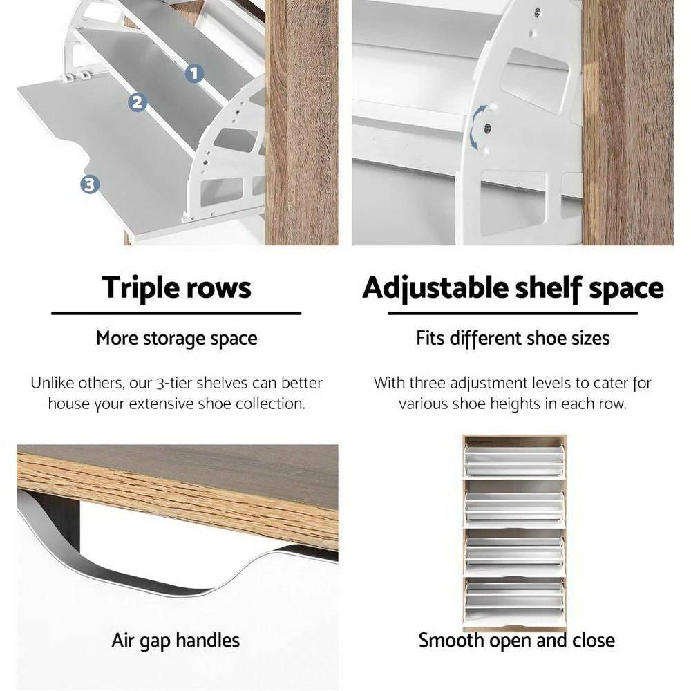 Artiss Shoe Rack Cabinet 60 Pairs 4-tier White Elen - Image 7