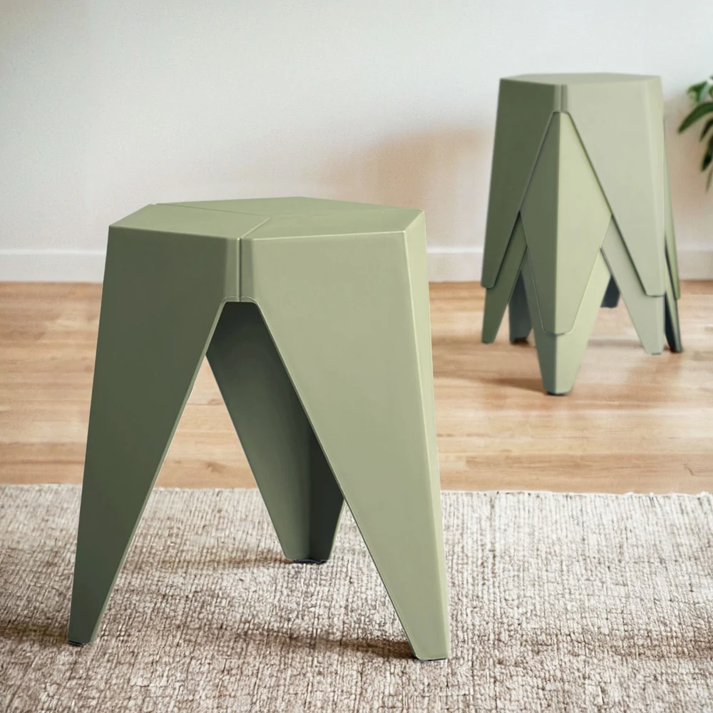 Artiss 4PC Puzzle Stool Bar Stools Stackable Green - Image 2