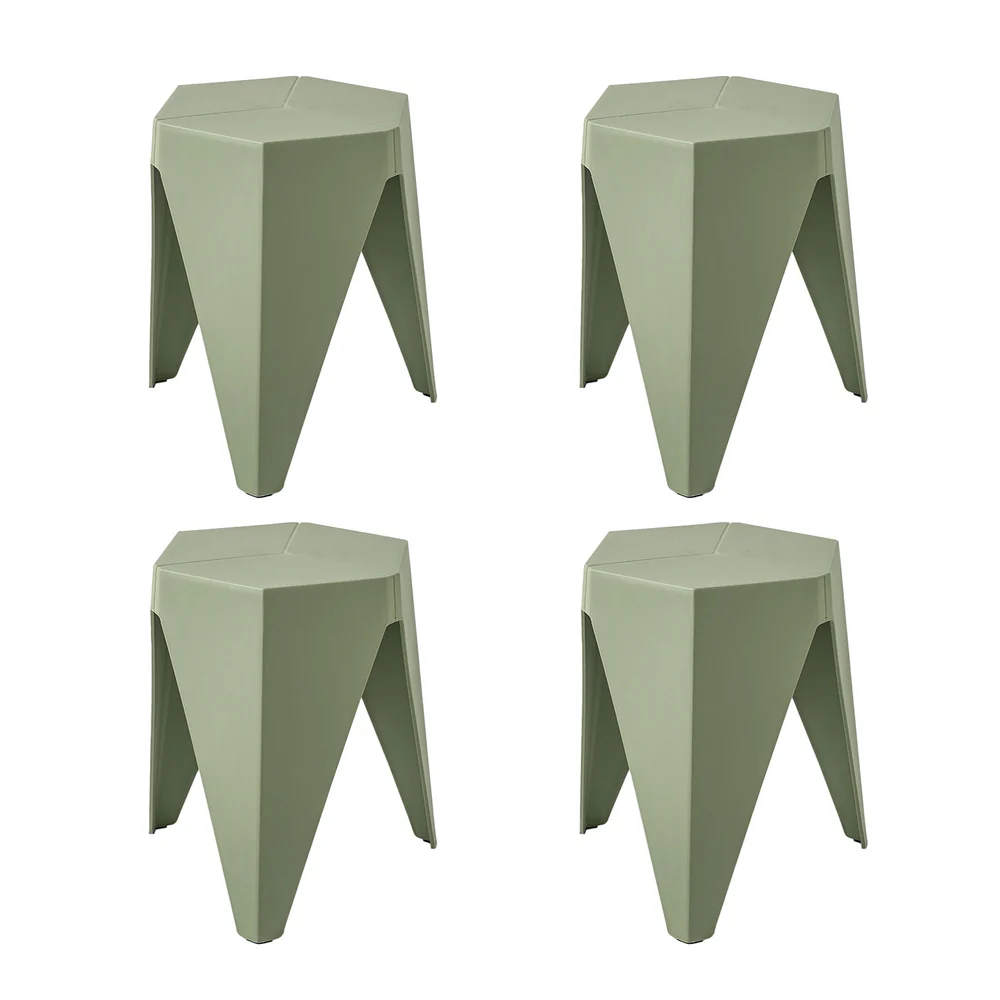 Artiss 4PC Puzzle Stool Bar Stools Stackable Green - Image 6