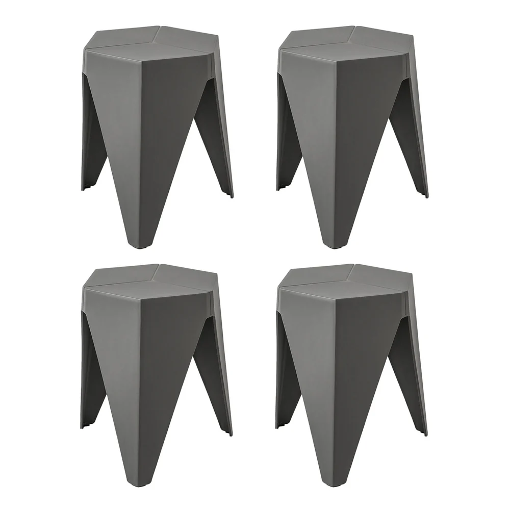 Artiss 4PC Puzzle Stool Bar Stools Stackable Grey - Image 4