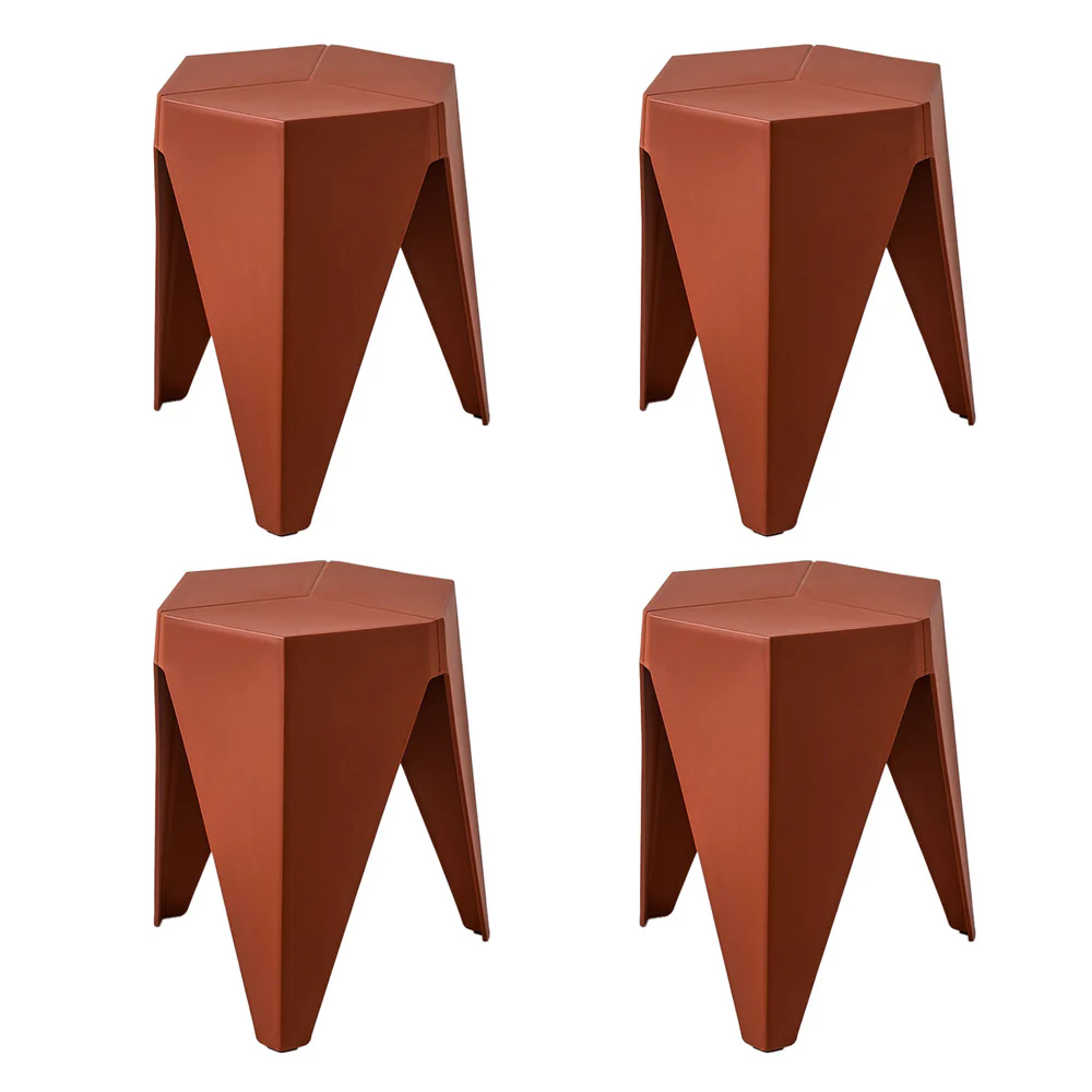 Artiss 4PC Puzzle Stool Bar Stools Stackable Red - Image 4