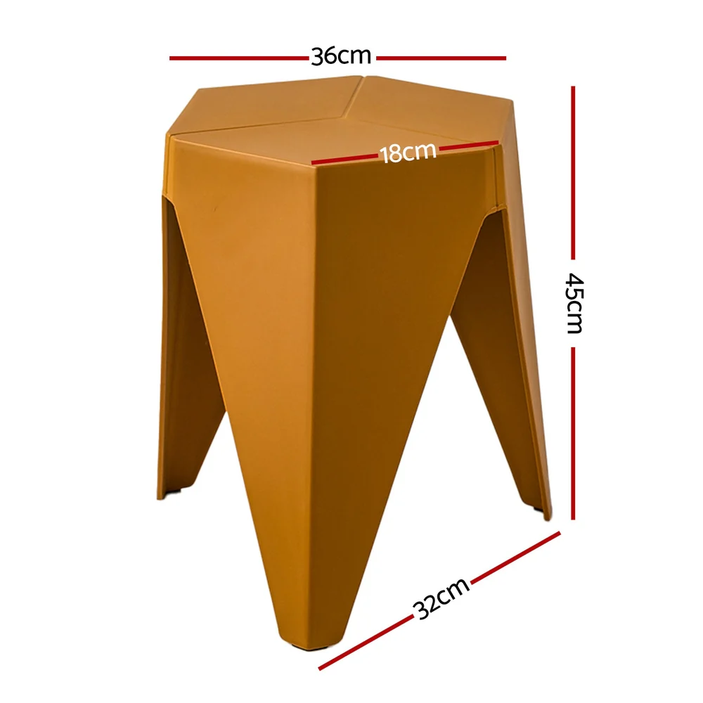 Artiss 4PC Puzzle Stool Bar Stools Stackable Yellow - Image 3