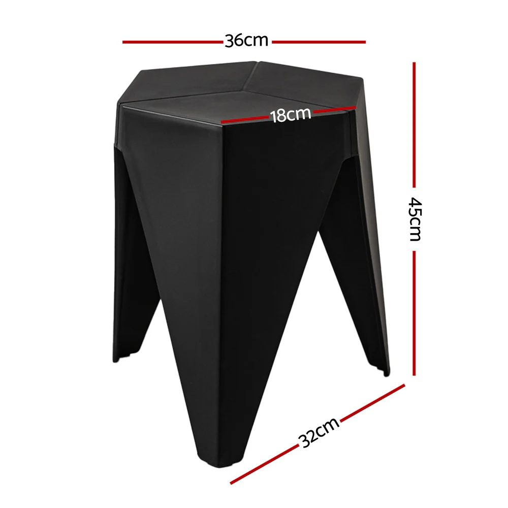 Artiss 4PC Puzzle Stool Plastic Bar Stools Stackable Black - Image 2