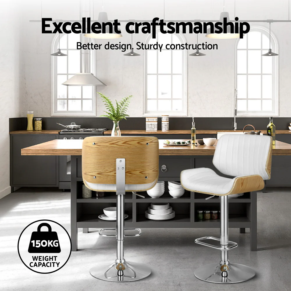 Artiss 4x Bar Stools Adjustable Leather Chairs - Image 5