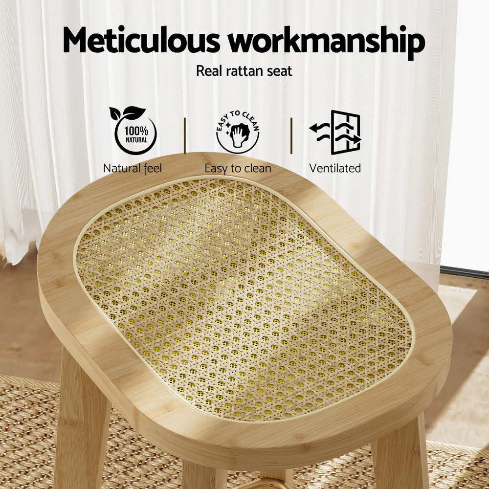 Artiss 4x Bar Stools Bamboo Rattan Stool Counter Chair Kitchen Barstools - Image 5