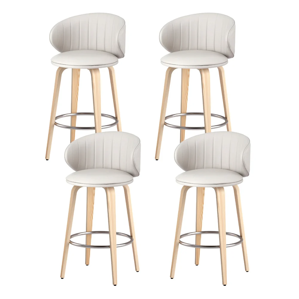 Artiss 4X Bar Stools Dining Chairs Contoured Leather Wood Stool