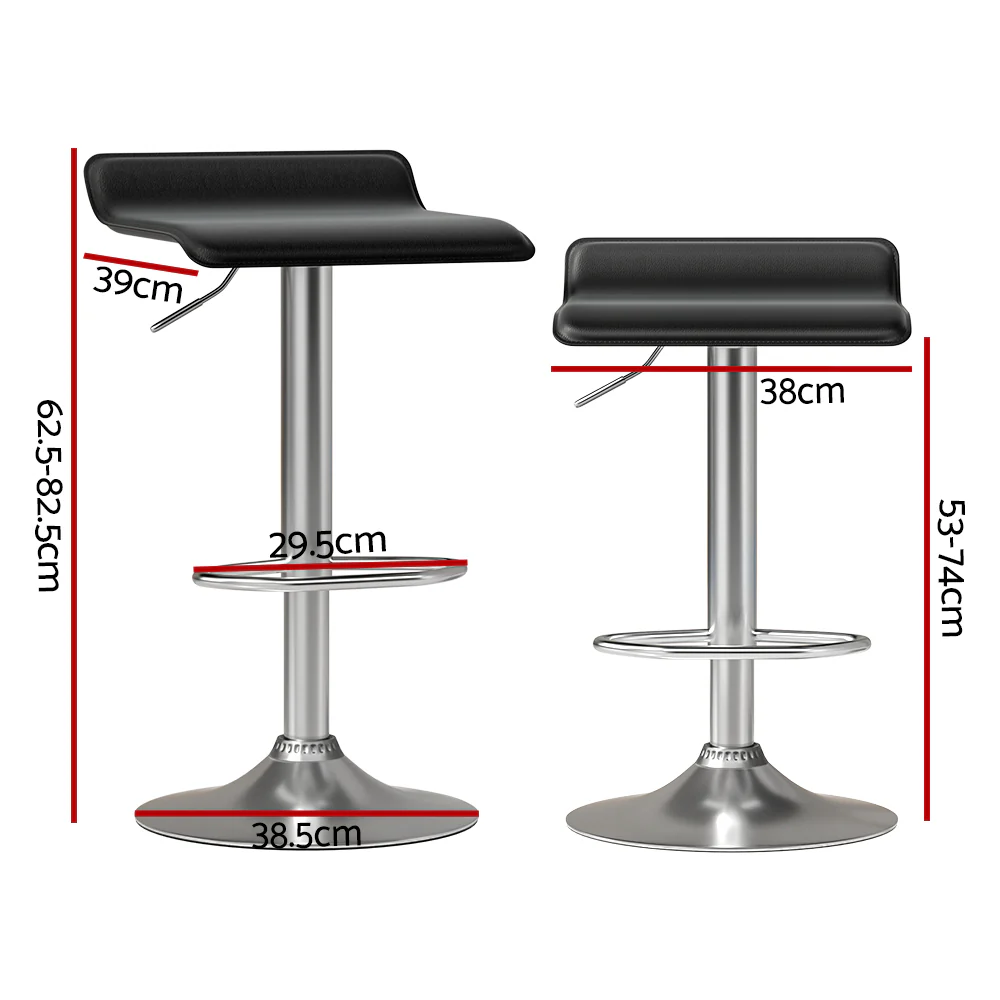 Artiss 4x Bar Stools Faux Leather Chair Black - Image 2