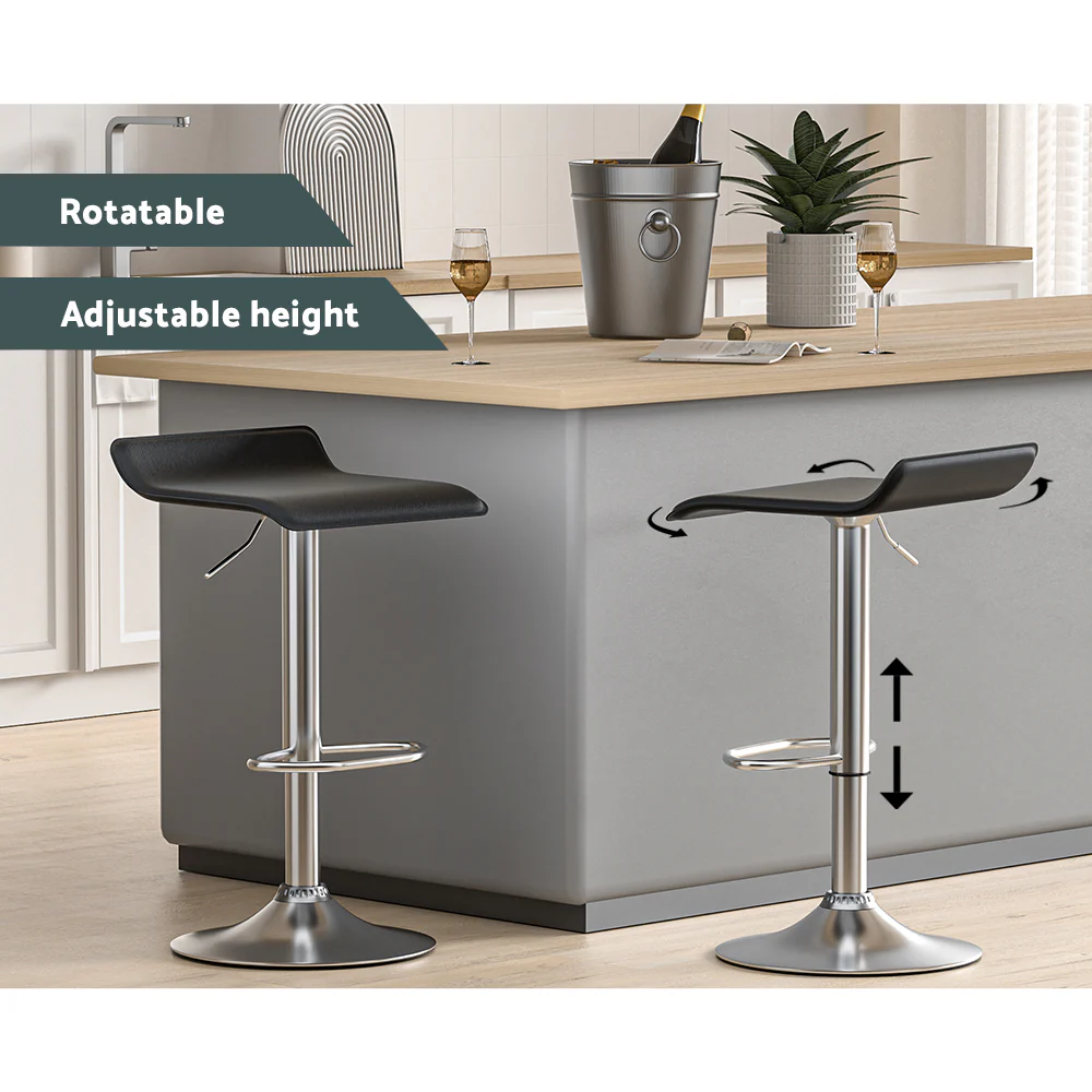 Artiss 4x Bar Stools Faux Leather Chair Black - Image 4