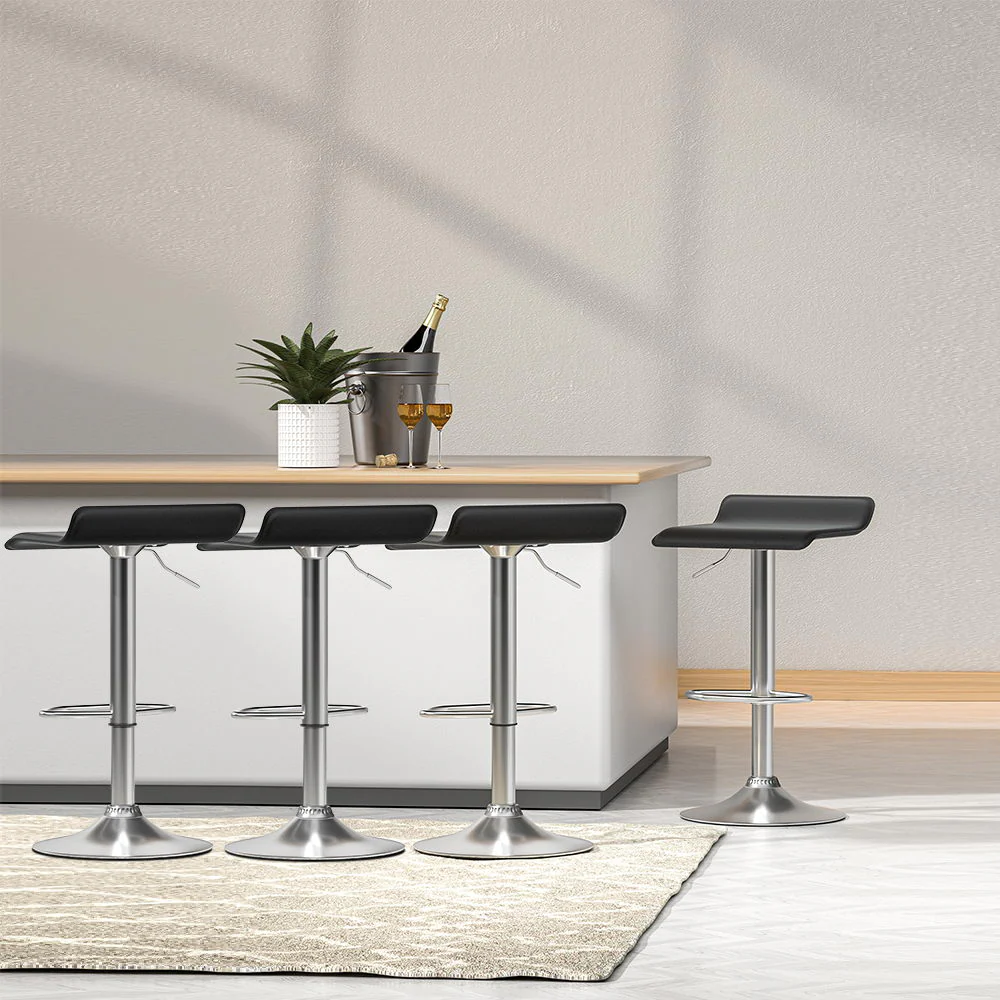 Artiss 4x Bar Stools Faux Leather Chair Black - Image 7