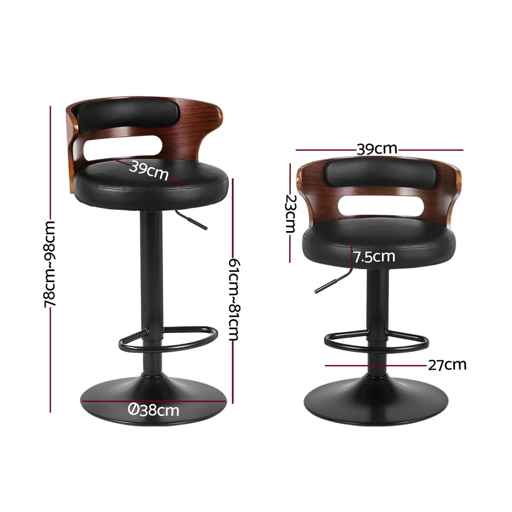 Artiss 4x Bar Stools Gas Lift Faux Leather - Image 3