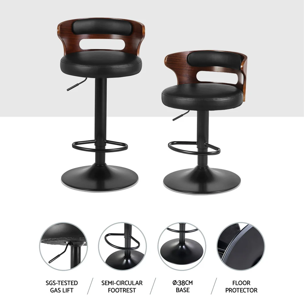 Artiss 4x Bar Stools Gas Lift Faux Leather - Image 6