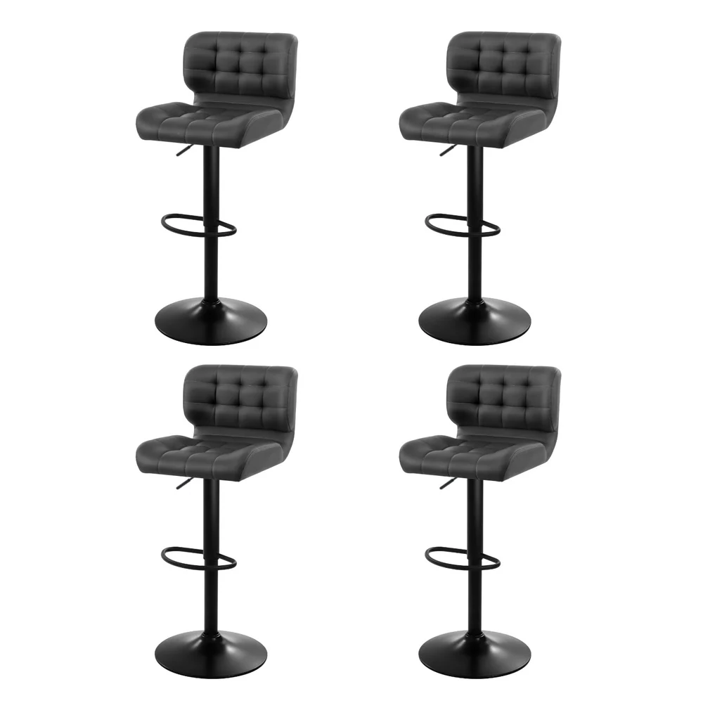 Artiss 4x Bar Stools Gas Lift Leather Padded Grey - Image 2