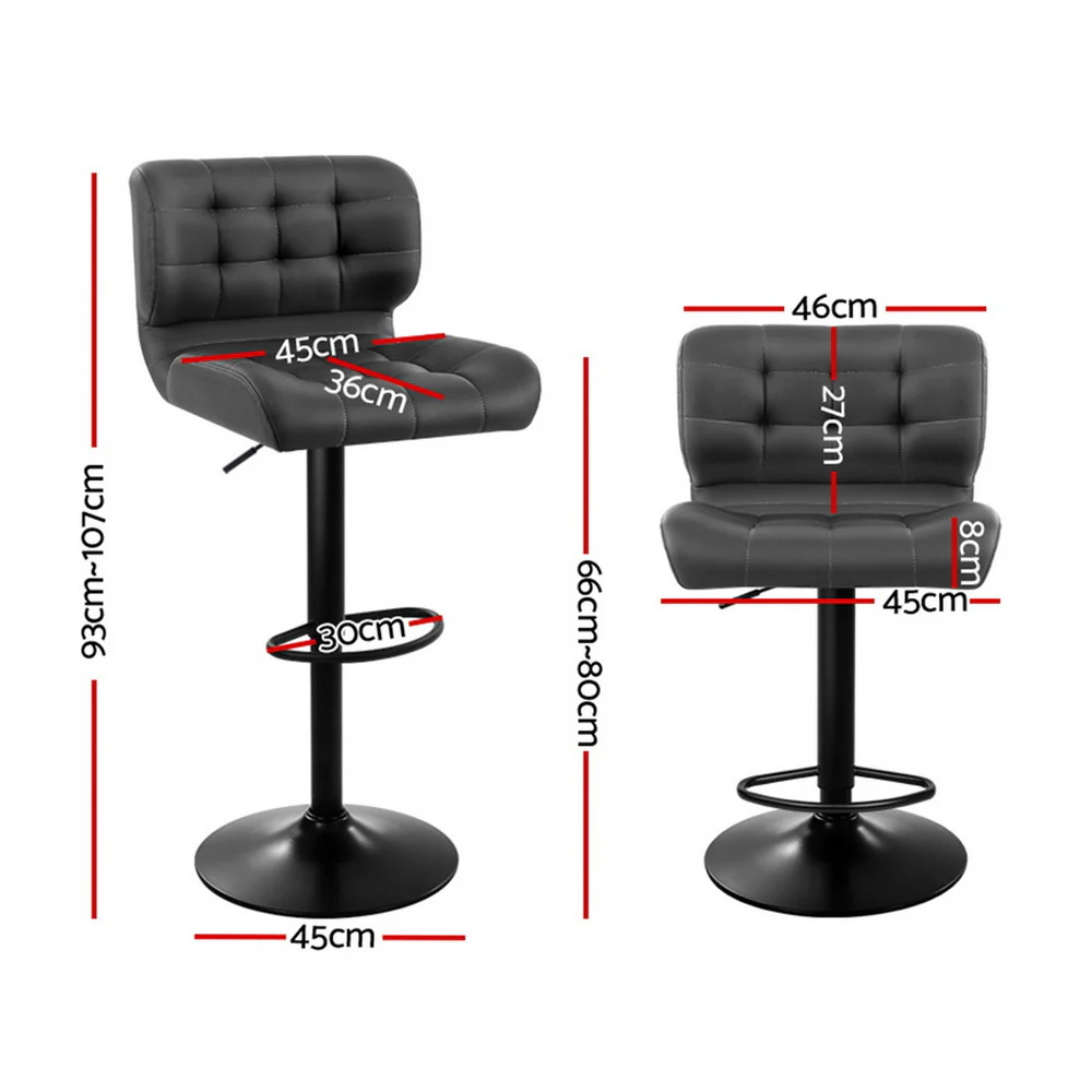 Artiss 4x Bar Stools Gas Lift Leather Padded Grey - Image 3