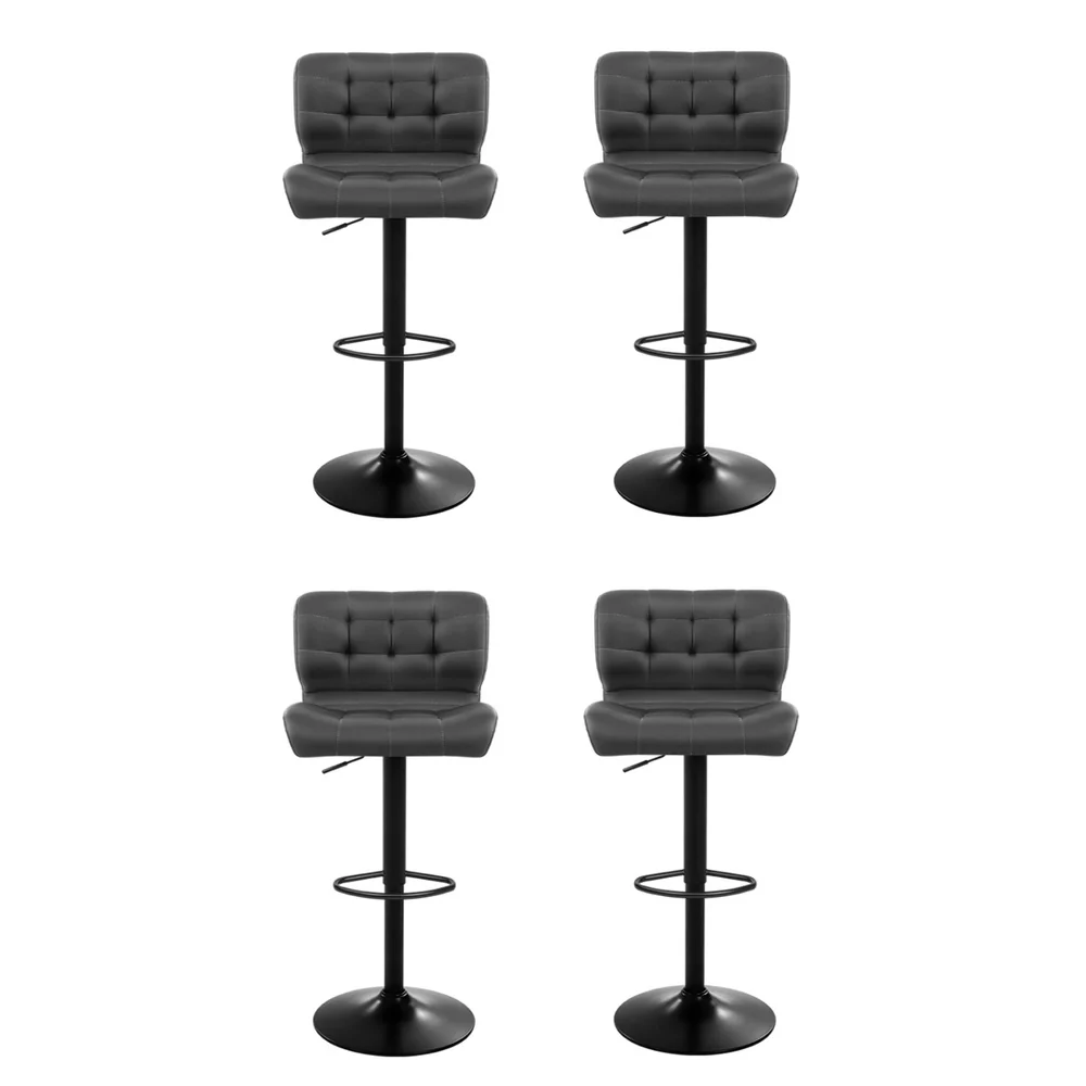 Artiss 4x Bar Stools Gas Lift Leather Padded Grey - Image 4
