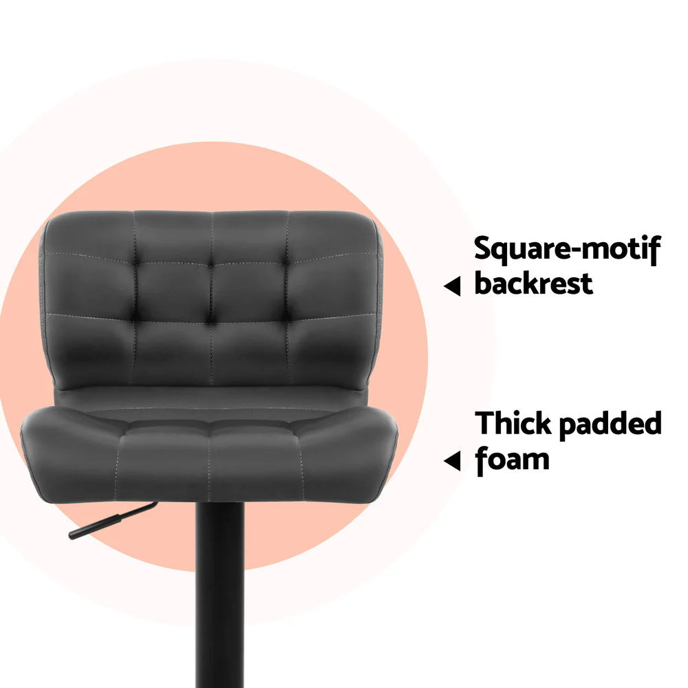 Artiss 4x Bar Stools Gas Lift Leather Padded Grey - Image 6