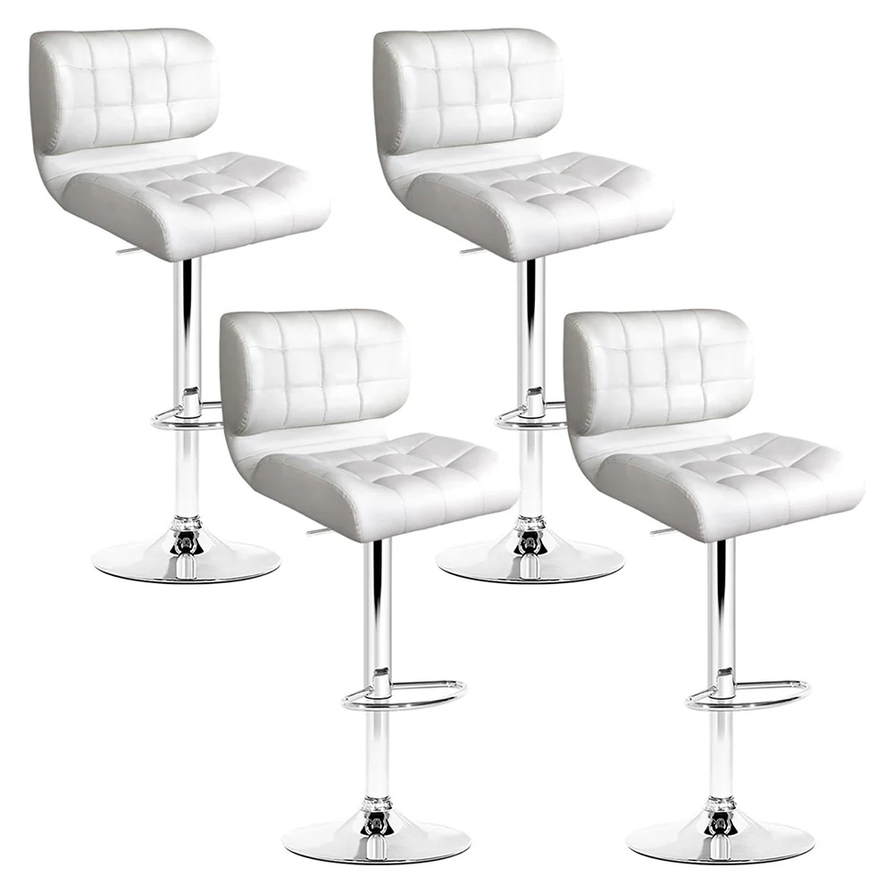 Artiss 4x Bar Stools Gas Lift Leather Padded White - Image 2
