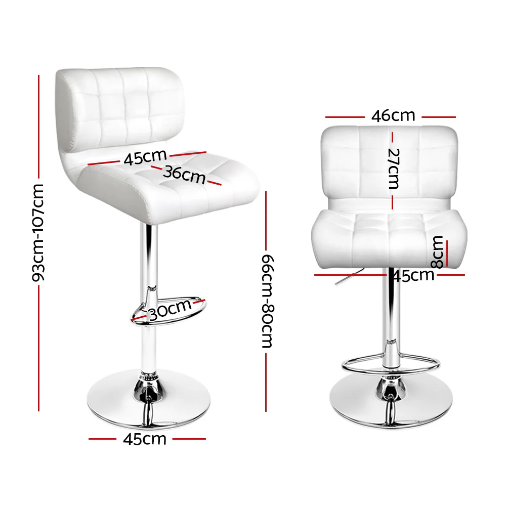 Artiss 4x Bar Stools Gas Lift Leather Padded White - Image 3
