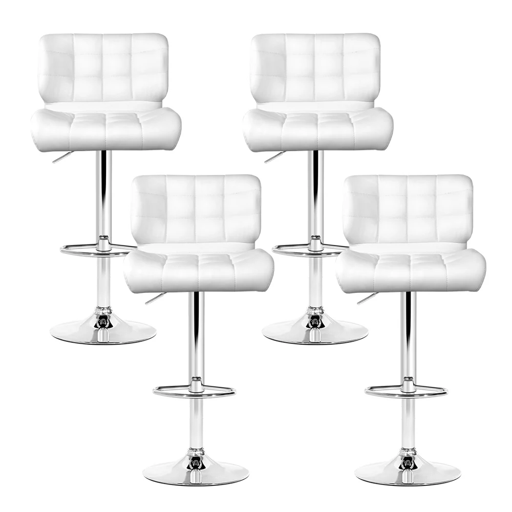 Artiss 4x Bar Stools Gas Lift Leather Padded White - Image 4
