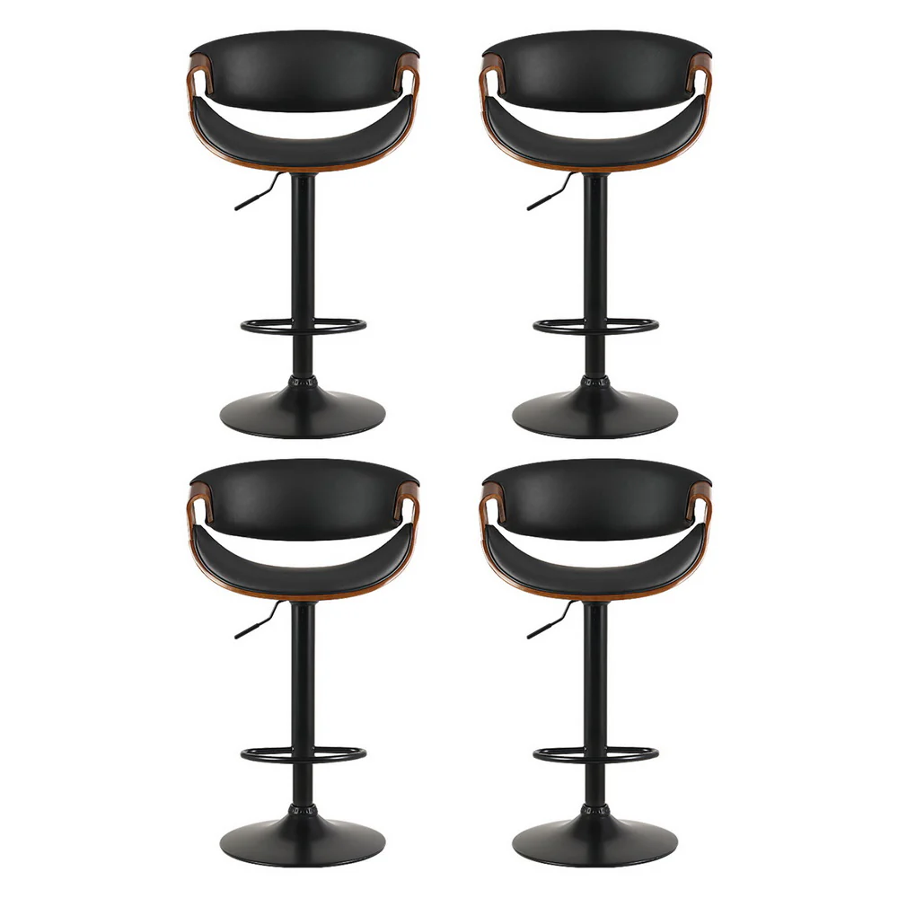 Artiss 4x Bar Stools Gas Lift Leather w/Armrest - Image 4