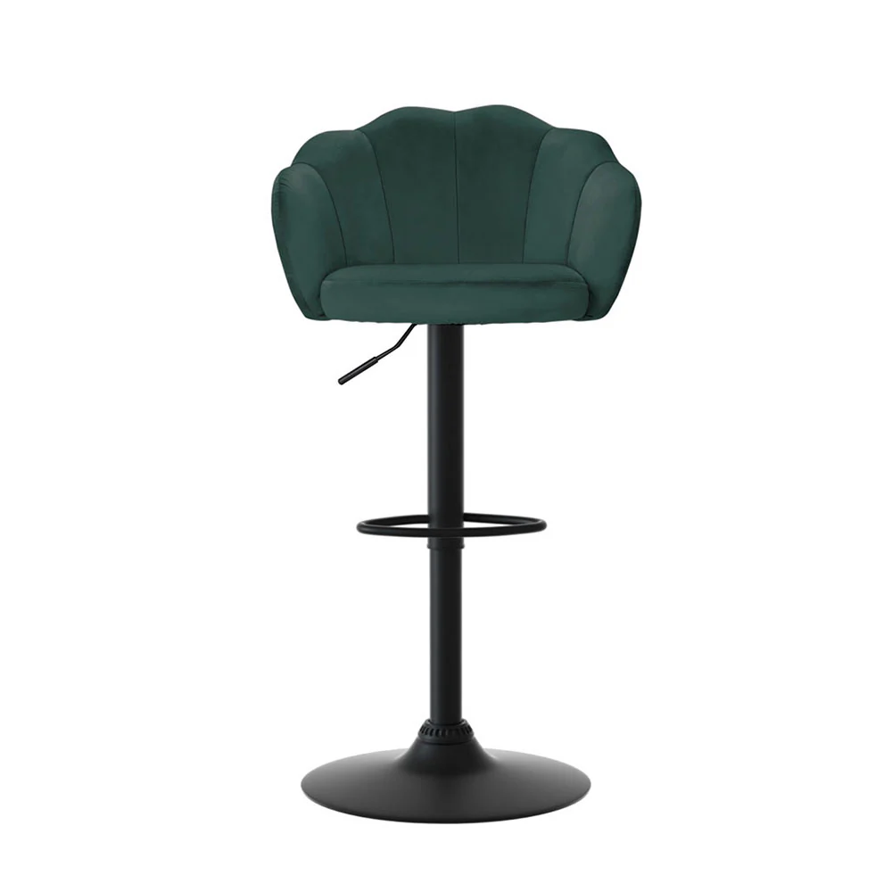 Artiss 4x Bar Stools Gas Lift Velvet Green - Image 4