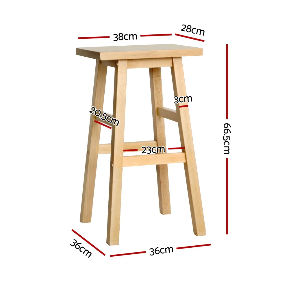 Artiss 4x Bar Stools Kitchen Chairs Wooden Nature - Image 3