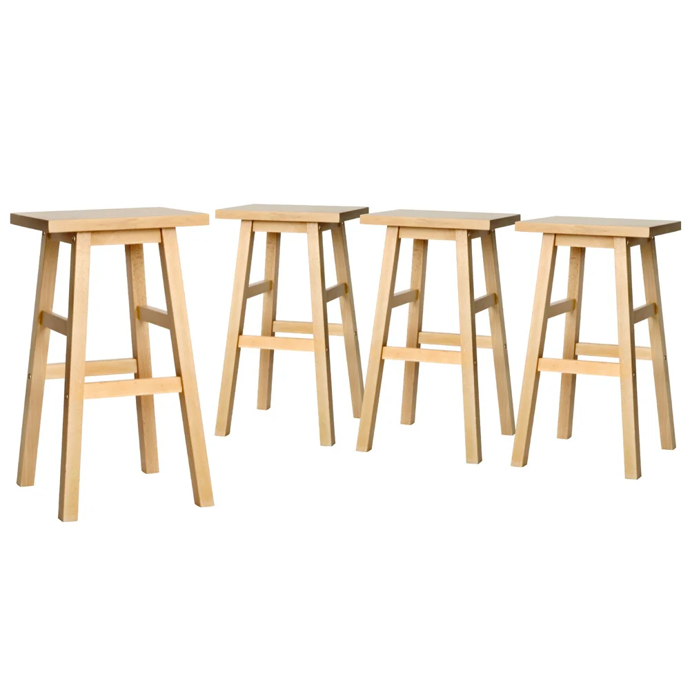 Artiss 4x Bar Stools Kitchen Chairs Wooden Nature - Image 4