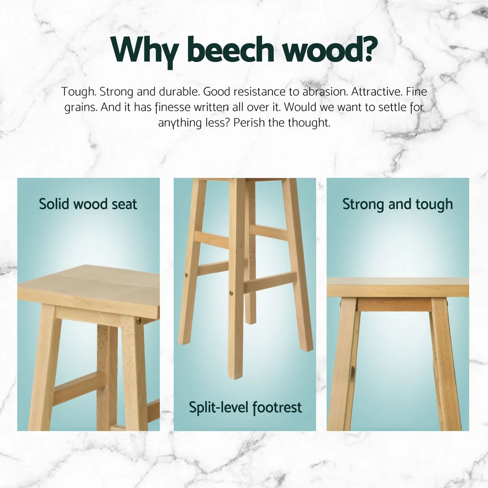 Artiss 4x Bar Stools Kitchen Chairs Wooden Nature - Image 5