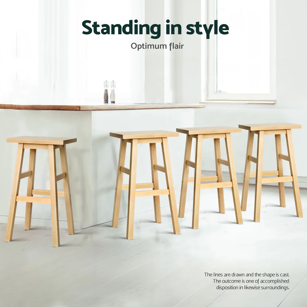 Artiss 4x Bar Stools Kitchen Chairs Wooden Nature - Image 6