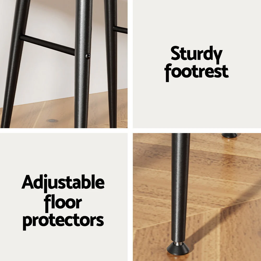 Artiss 4x Bar Stools Kitchen Dining Chairs Counter Round PU leather Lane Brown - Image 6