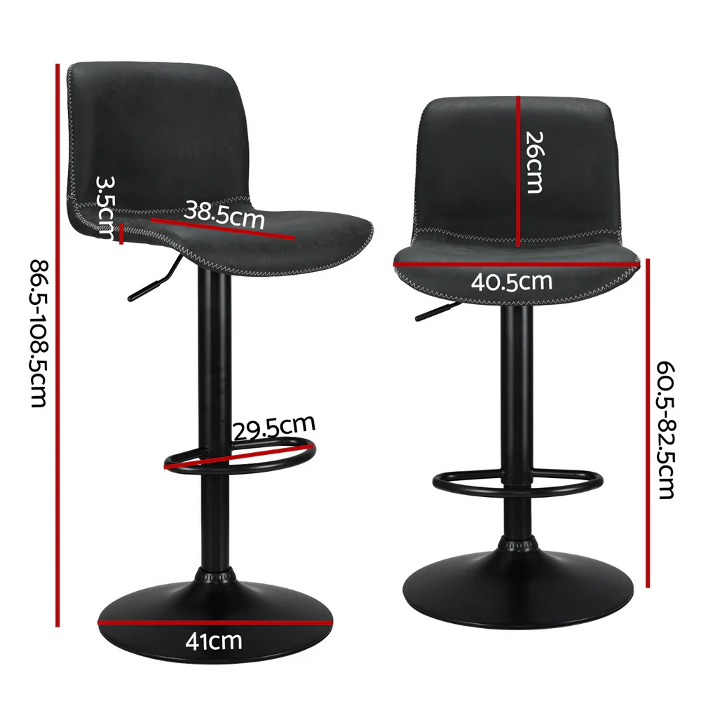 Artiss 4x Bar Stools Kitchen Swivel Gas Lift Chairs Black - Image 3