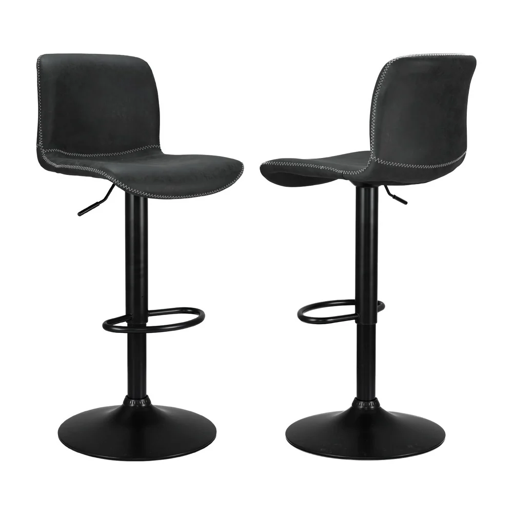 Artiss 4x Bar Stools Kitchen Swivel Gas Lift Chairs Black - Image 4