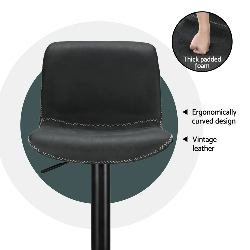 Artiss 4x Bar Stools Kitchen Swivel Gas Lift Chairs Black - Image 5