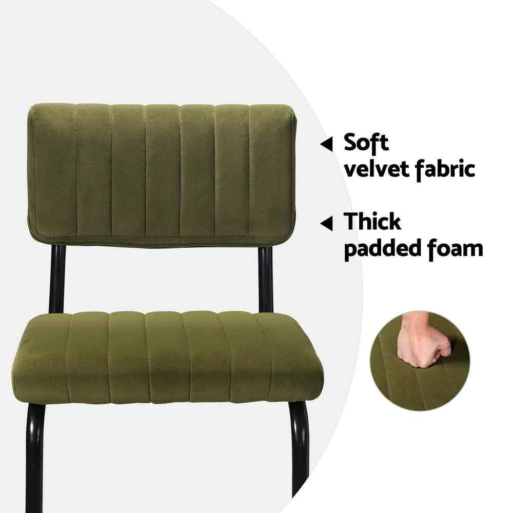 Artiss 4X Bar Stools Kithen Dining Chairs Velvet Padded Stool Metal Green - Image 4