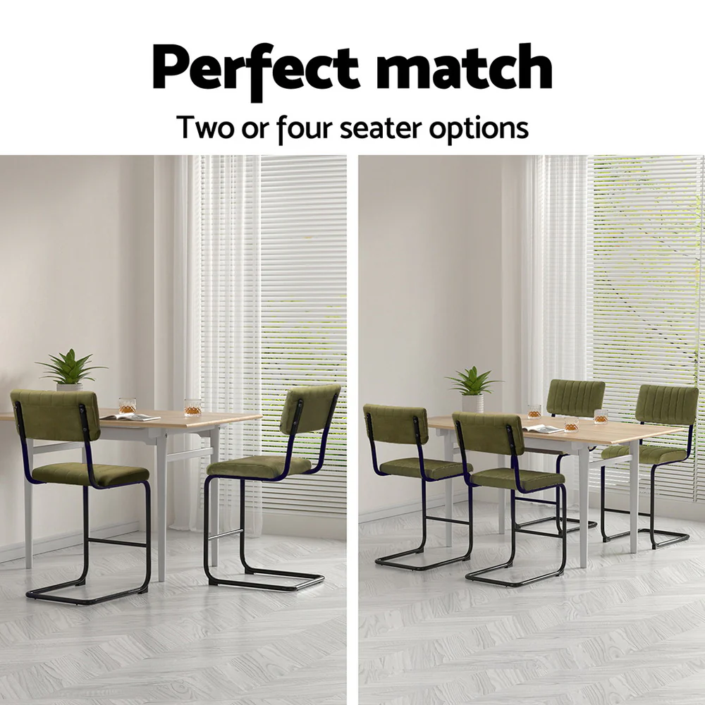Artiss 4X Bar Stools Kithen Dining Chairs Velvet Padded Stool Metal Green - Image 6