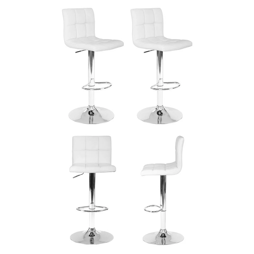 Artiss 4x Bar Stools Leather Gas Lift White - Image 4
