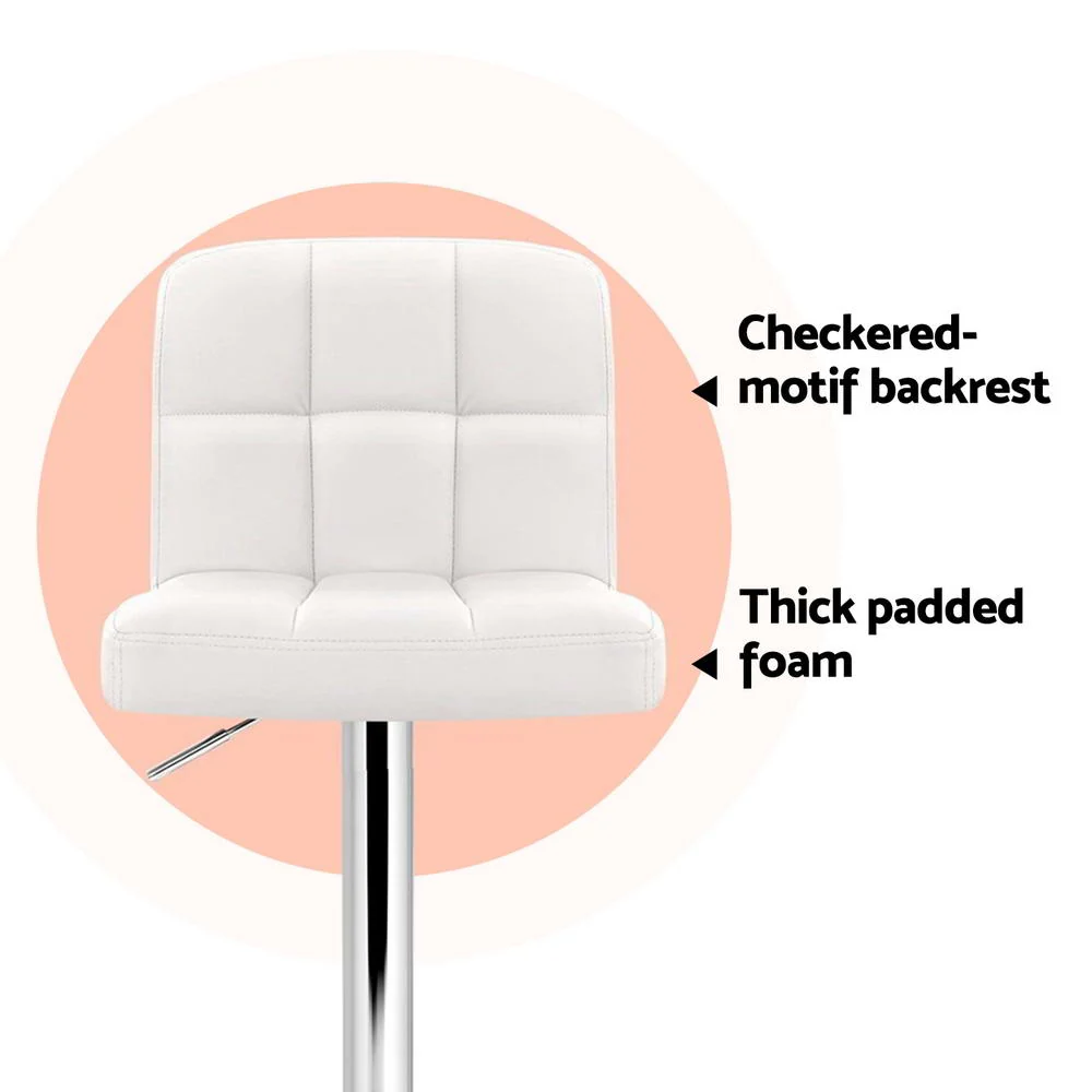 Artiss 4x Bar Stools Leather Gas Lift White - Image 6