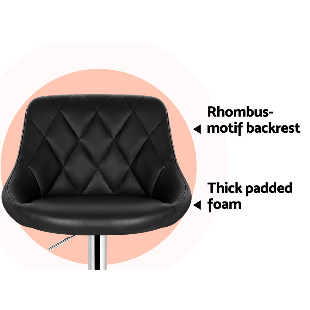 Artiss 4x Bar Stools Leather Padded Gas Lift Black - Image 6